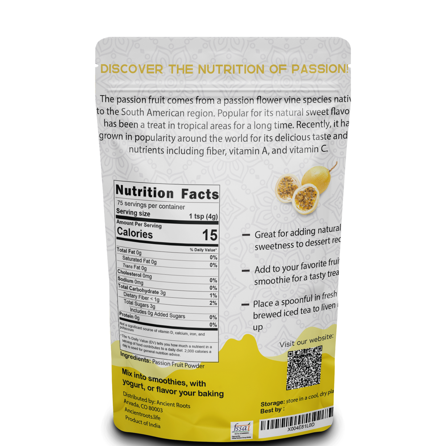 Ancient Roots Passion Fruit Powder - 10.5 Ounces