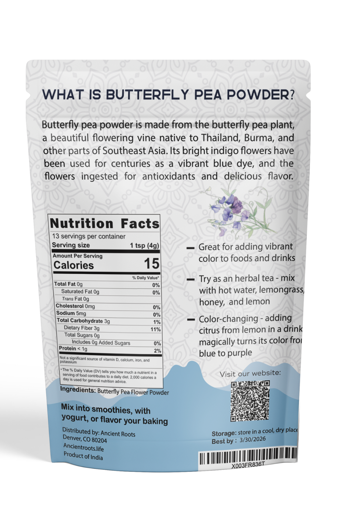 Ancient Roots Blue Butterfly Pea Powder