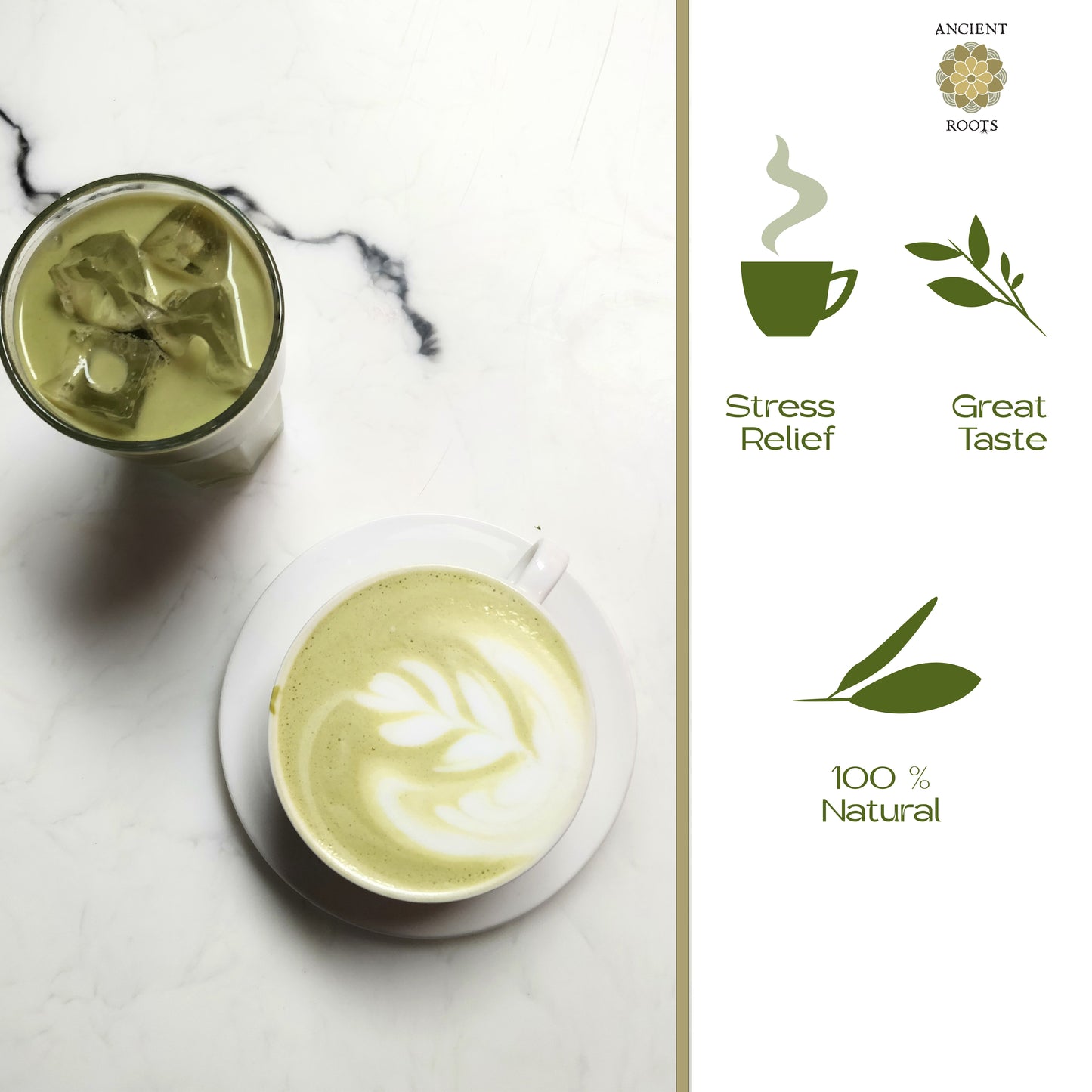 Ancient Roots Turmeric Matcha Mix - With Cinnamon, Ginger, and Black Pepper (1.75 Ounces, 30 Servings)
