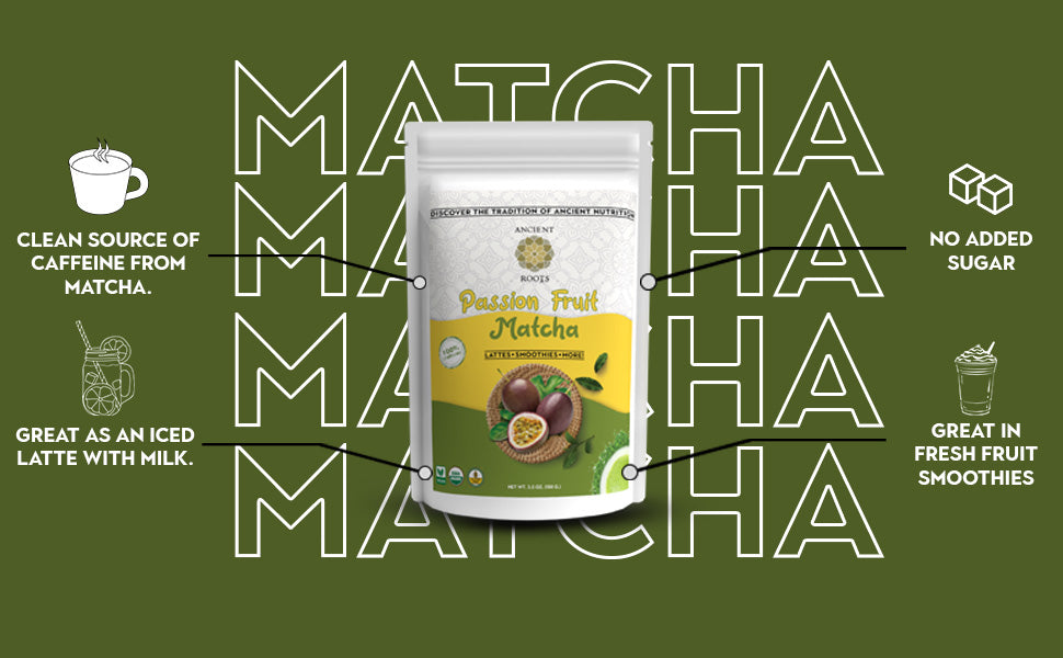 Ancient Roots Passion Fruit Matcha Green Tea Powder