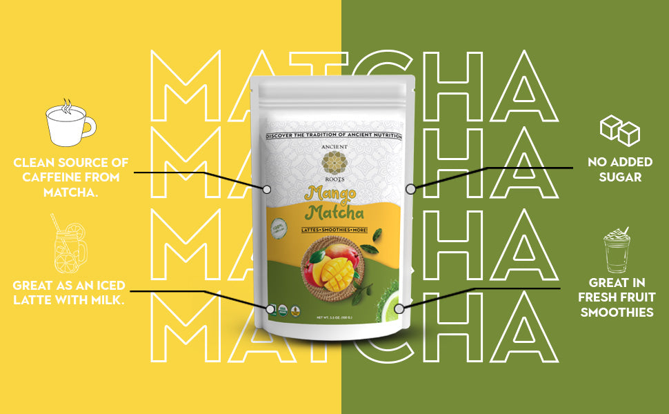 Ancient Roots Mango Matcha Green Tea Powder